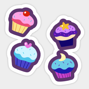 Four Cute Cupcakes Sticker